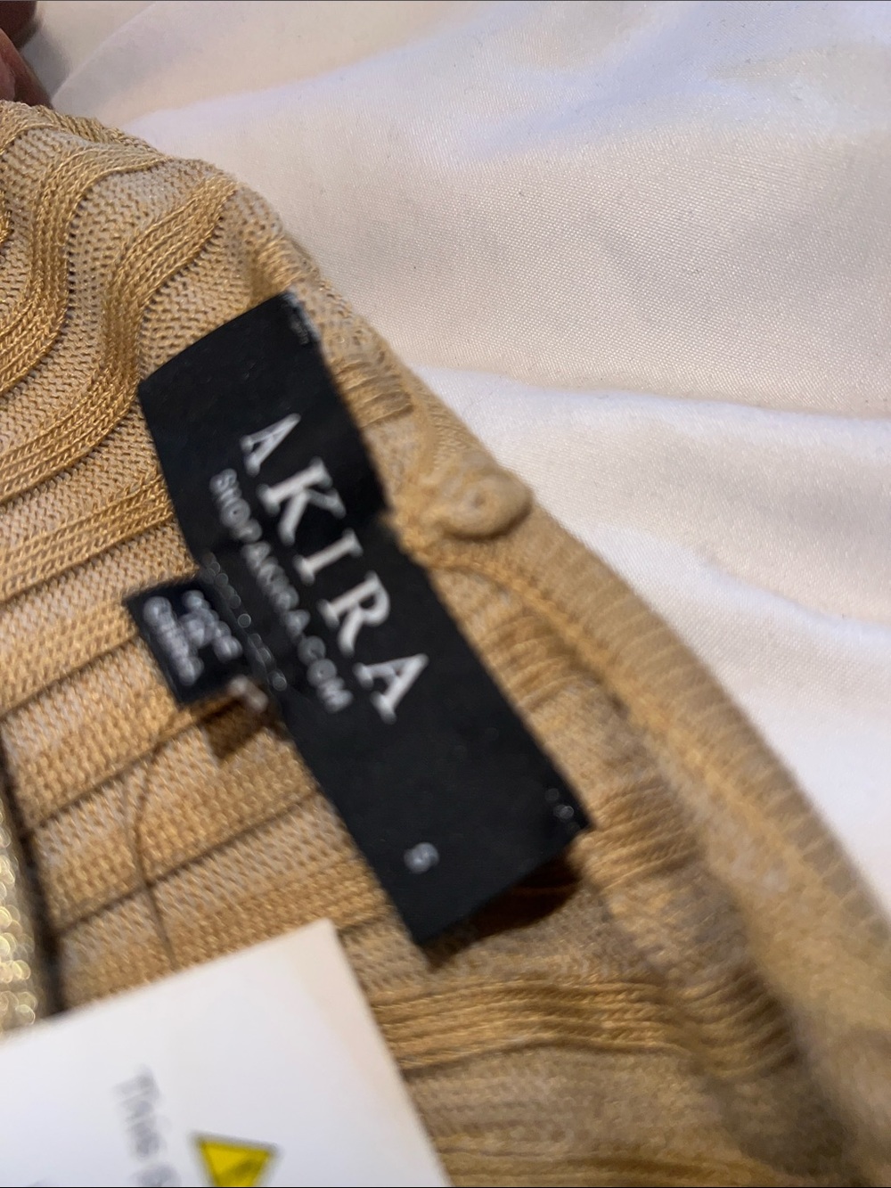 AKIRA Gold Ribbed V-Neck Maxi Dress - Picture 6 of 6